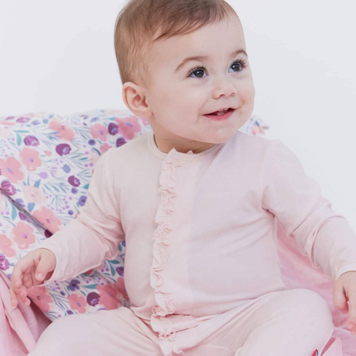 pink dogwood modal magnetic ruffle footie main image 1