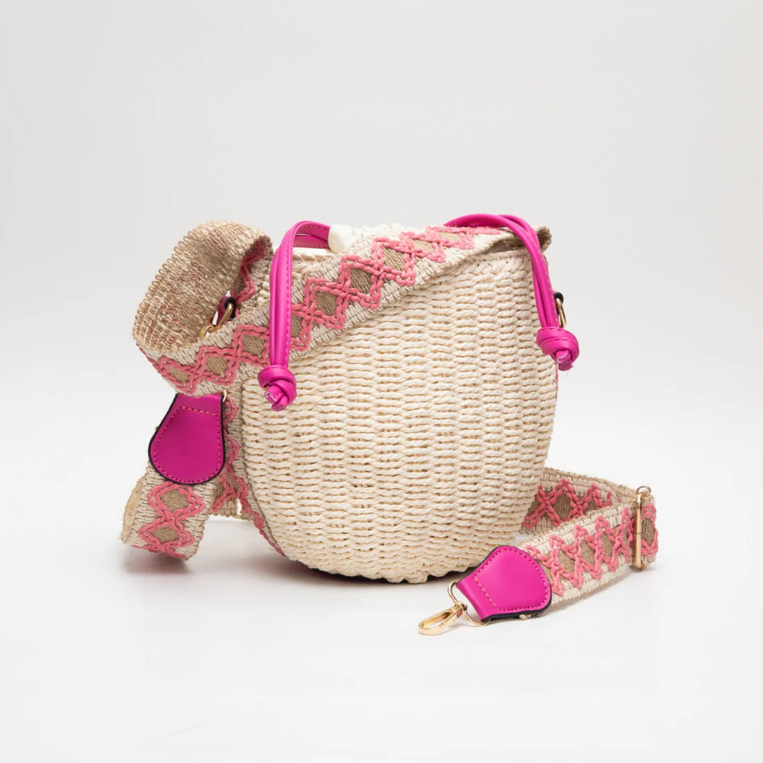 Shana Rattan Bucket Bag- Pink – VACE